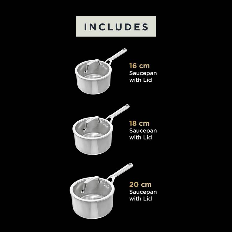 Ninja EverClad 3-piece stainless steel pan set, imported from the UK