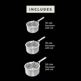 Ninja EverClad 3-piece stainless steel pan set, imported from the UK