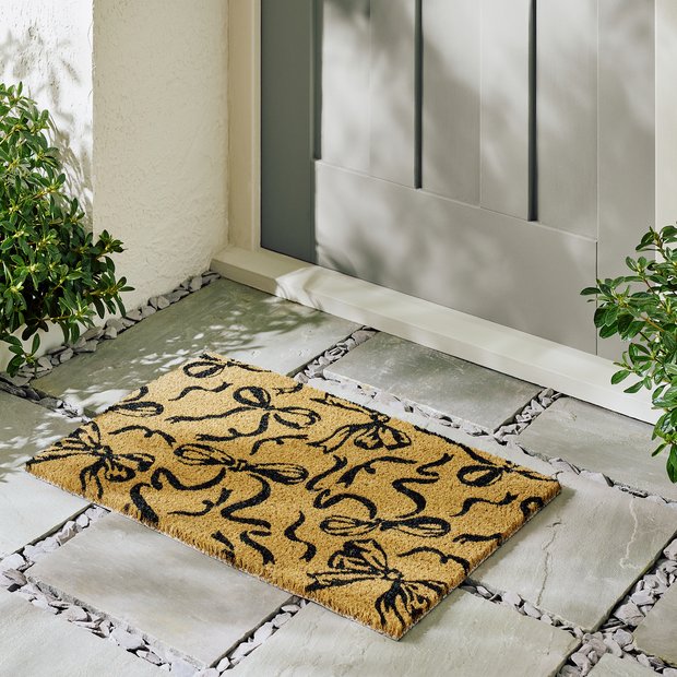 Argos Home black bow coir doormat 40x60cm - British product