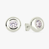 Revere sterling silver cubic zirconia stud earrings 5mm (British brand)