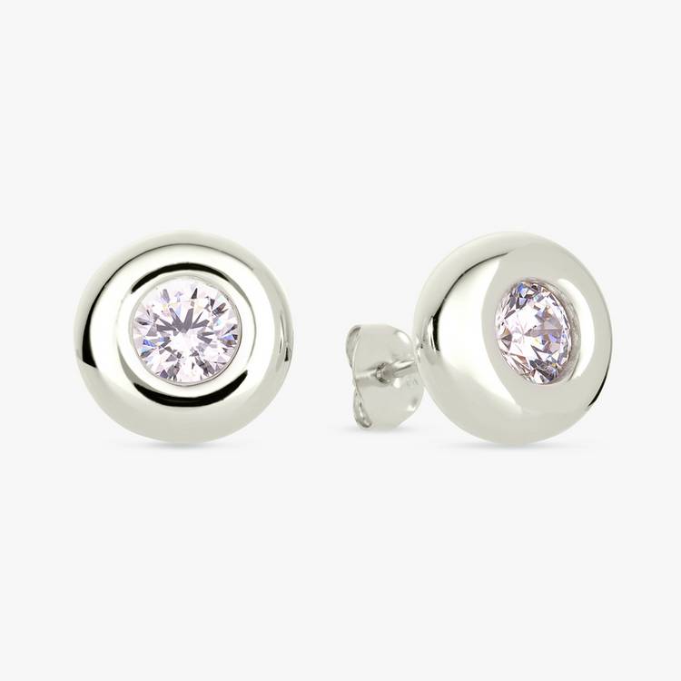 Revere sterling silver cubic zirconia stud earrings 5mm (British brand)