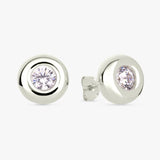 Revere sterling silver cubic zirconia stud earrings 5mm (British brand)