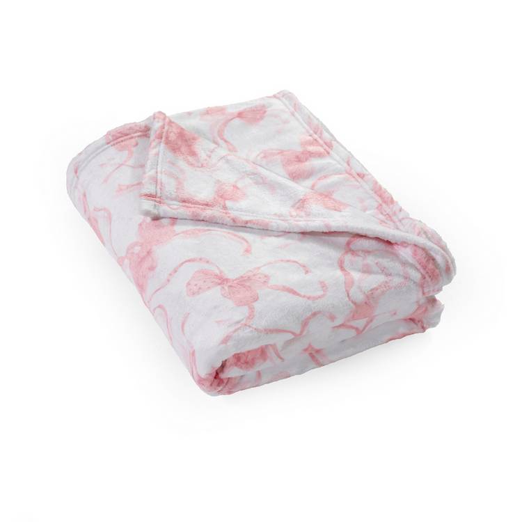 Catherine Lansfield bow throw white pink 240x200cm (British brand)