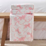 Catherine Lansfield bow throw white pink 240x200cm (British brand)