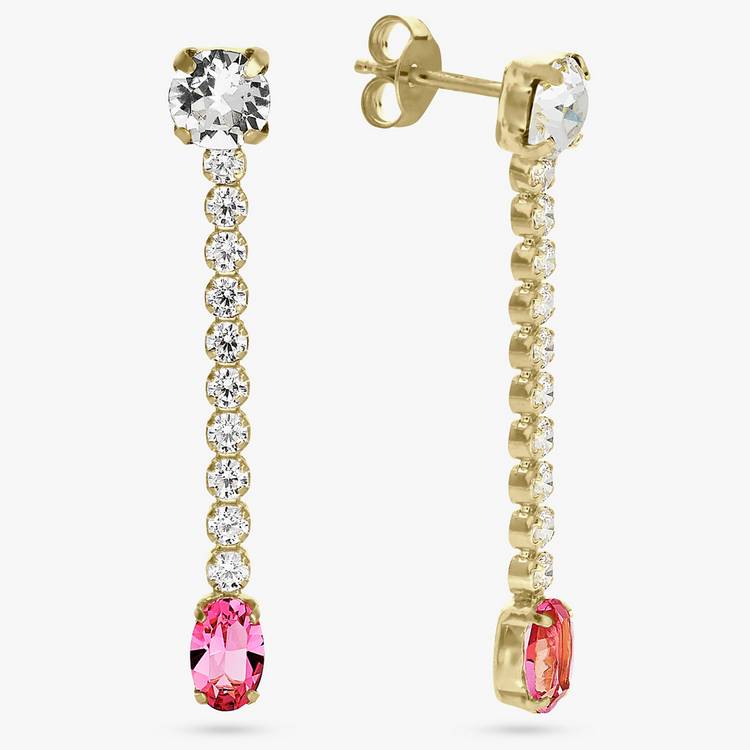 Revere gold plated sterling silver pink drop earrings (British brand)