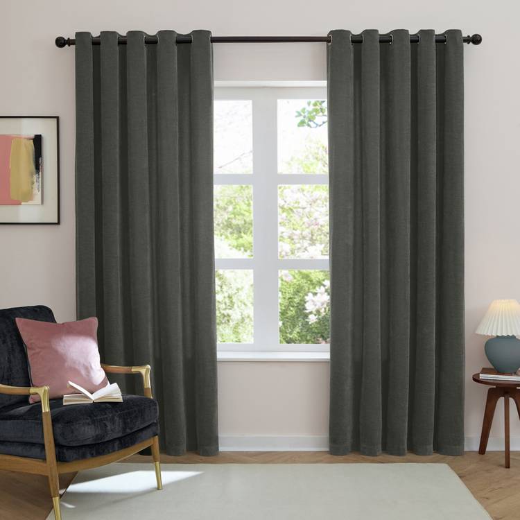 Furn soft chenille blackout curtains Charcoal 117x137cm - British product