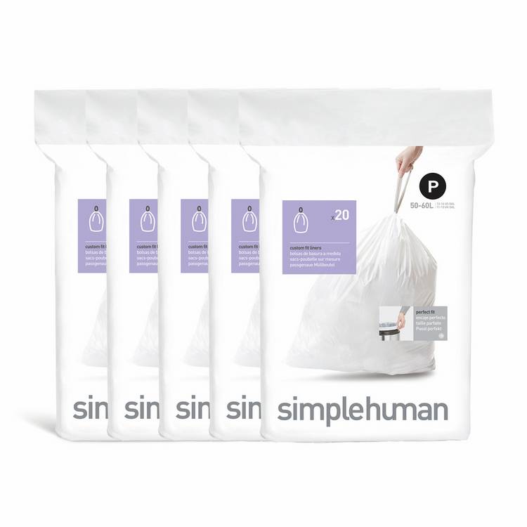 Simplehuman bin liners 60L Code P pack of 100, imported from the UK