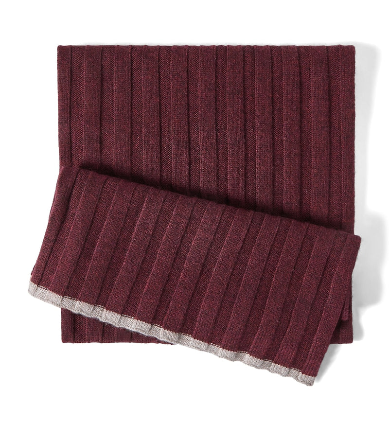 Brunello Cucinelli cashmere scarf rib-knit contrasting stripe 30x167cm, UK version