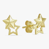 Revere gold plated double star earrings for kids - British product