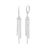 Costco UK 1.04ctw Round Brilliant and Baguette Cut Diamond Dangle Earrings, 18ct White Gold- Buy online at McGrocer