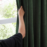 Furn dark green chenille blackout eyelet curtains 168x137cm - British product