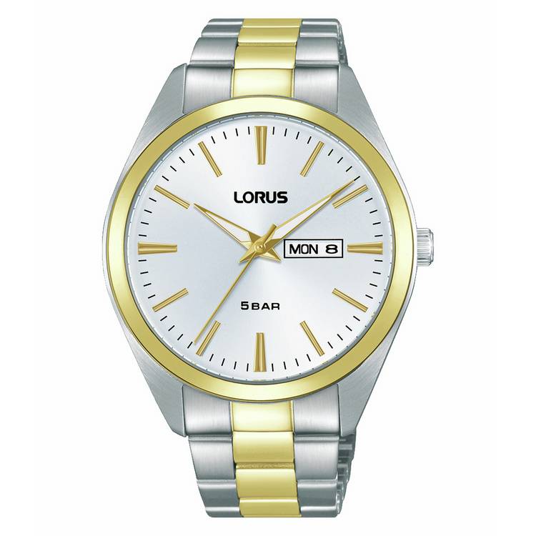 Lorus men's watch silver sunray dial two-tone bracelet (British brand)