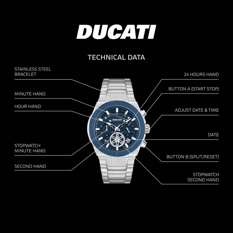 Ducati Supermotos blue dial stainless steel bracelet watch - British product