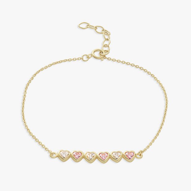 Revere 9ct gold plated heart bracelet 7.5 inch chain, UK version