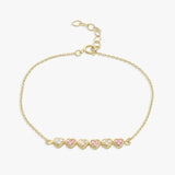 Argos Revere 9ct Gold Plated Pink & White Stone Heart Bracelet 7.5in- Buy online at McGrocer