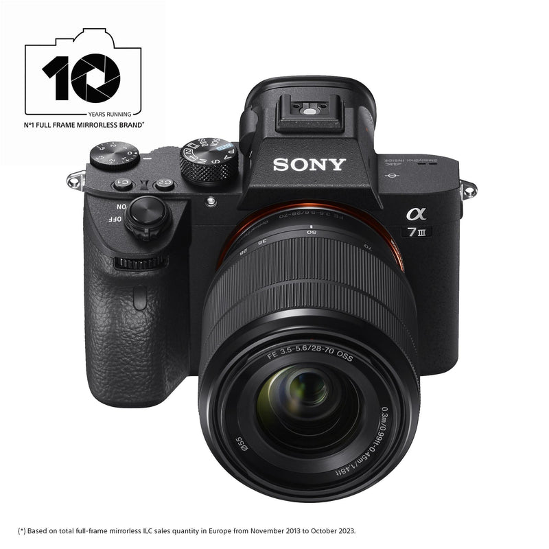 Sony a7 III mirrorless camera with 28-70mm lens, imported from the UK