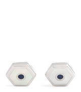 Harrods Deakin & Francis Sterling Silver, Sapphire and Mother-of-Pearl Cufflinks- Buy online at McGrocer
