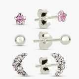 Revere sterling silver moon star stud earrings set - British product