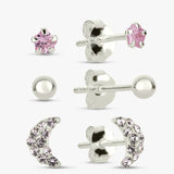 Revere sterling silver moon star stud earrings set - British product