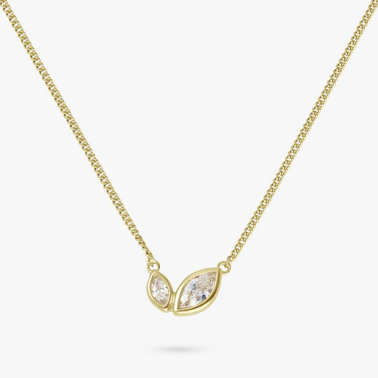 Revere gold-plated silver double marquise necklace with cubic zirconia - British product