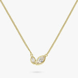 Revere gold-plated silver double marquise necklace with cubic zirconia - British product