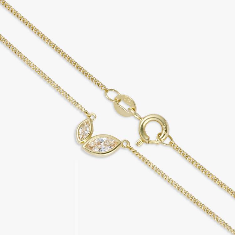 Revere gold-plated silver double marquise necklace with cubic zirconia - British product