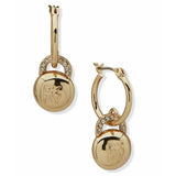 Argos DKNY Gold Tone Pave Logo Lock Drop Earrings- Buy online at McGrocer