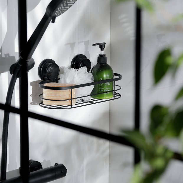Argos Home suction cup shower basket black - British product