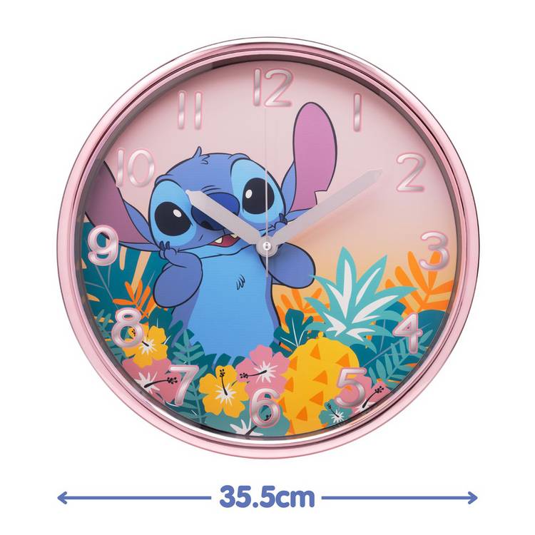 Disney Lilo & Stitch wall clock pink 35.5cm, imported from the UK