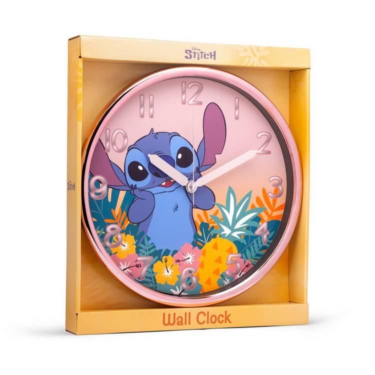Disney Lilo & Stitch wall clock pink 35.5cm, imported from the UK