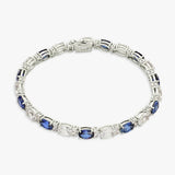 Revere sterling silver tennis bracelet with blue sapphire and cubic zirconia 7.5in (British brand)