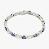 Revere sterling silver tennis bracelet with blue sapphire and cubic zirconia 7.5in (British brand)