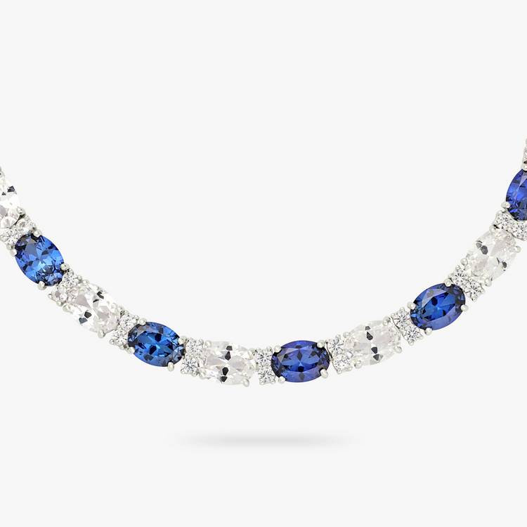 Revere sterling silver tennis bracelet with blue sapphire and cubic zirconia 7.5in (British brand)