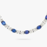 Revere sterling silver tennis bracelet with blue sapphire and cubic zirconia 7.5in (British brand)
