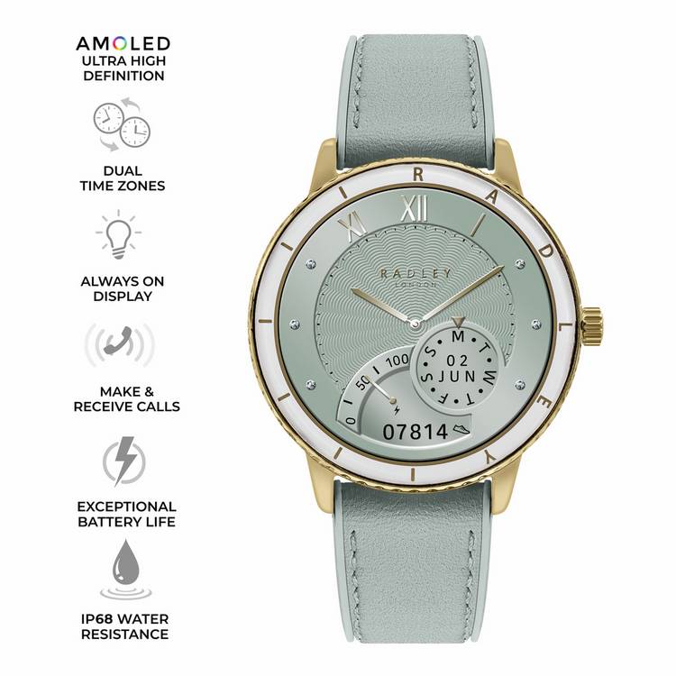 Radley Series 57 green leather smart watch, UK version