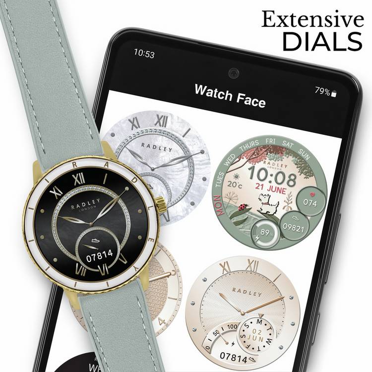 Radley Series 57 green leather smart watch, UK version