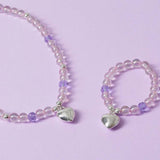 Flitzy Kids pastel bead heart charm necklace and bracelet set, imported from the UK