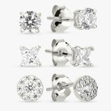 Revere silver stud earrings set of three cubic zirconia, UK version