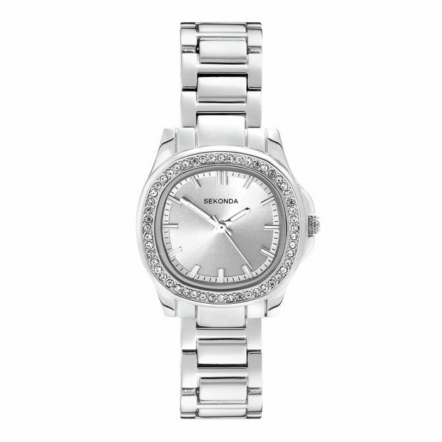 Sekonda Octaire silver dial stainless steel bracelet watch, UK version