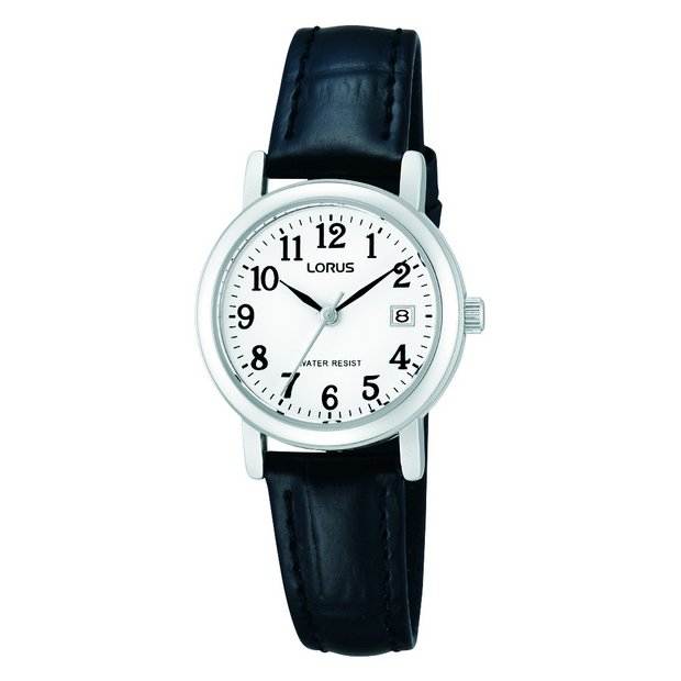 Lorus ladies watch white dial date leather strap - British product