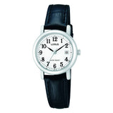 Argos Lorus Ladies White Dial with Date Black Leather Strap Watch- Buy online at McGrocer