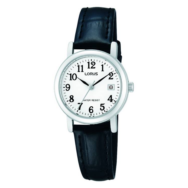 Lorus ladies watch white dial date leather strap - British product