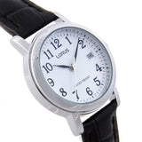 Lorus ladies watch white dial date leather strap - British product
