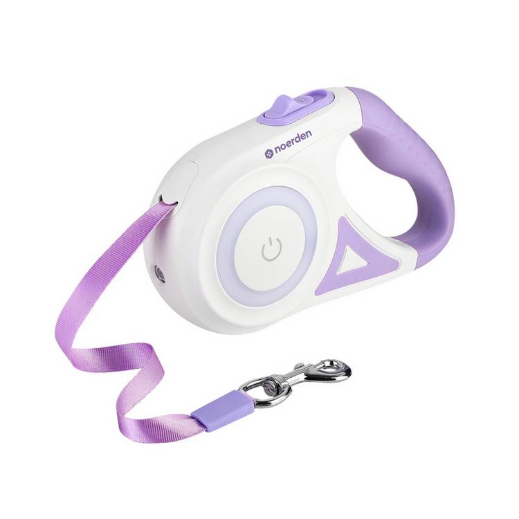 Noerden Purple & Cream Flexi Lead LED retractable dog lead 5m - British product