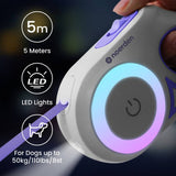 Noerden Purple & Cream Flexi Lead LED retractable dog lead 5m - British product