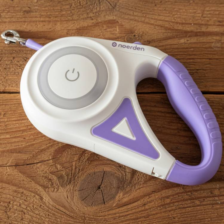 Noerden Purple & Cream Flexi Lead LED retractable dog lead 5m - British product