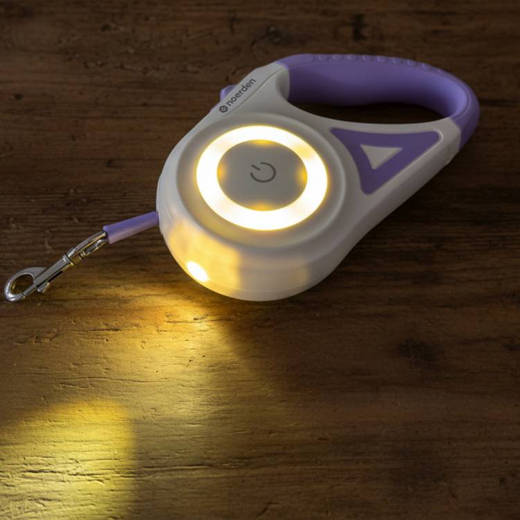 Noerden Purple & Cream Flexi Lead LED retractable dog lead 5m - British product