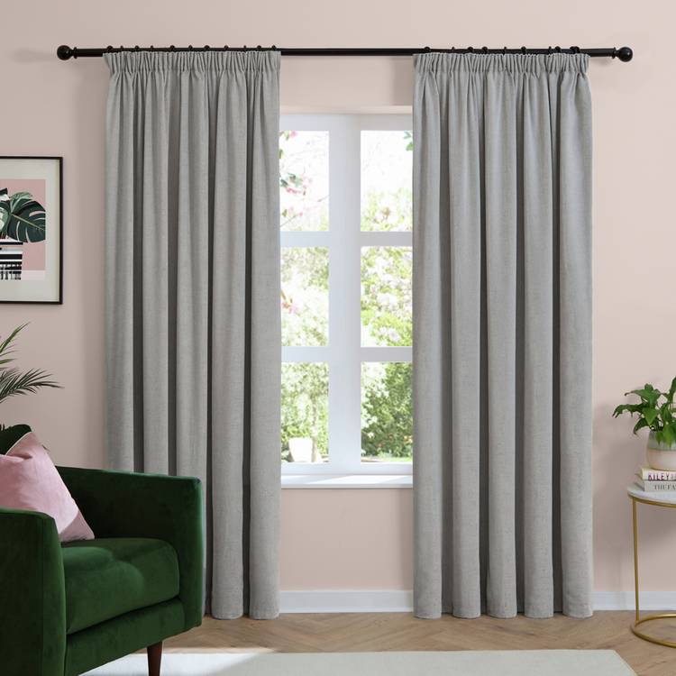 Furn chenille blackout curtains Silver 117x137cm, imported from the UK