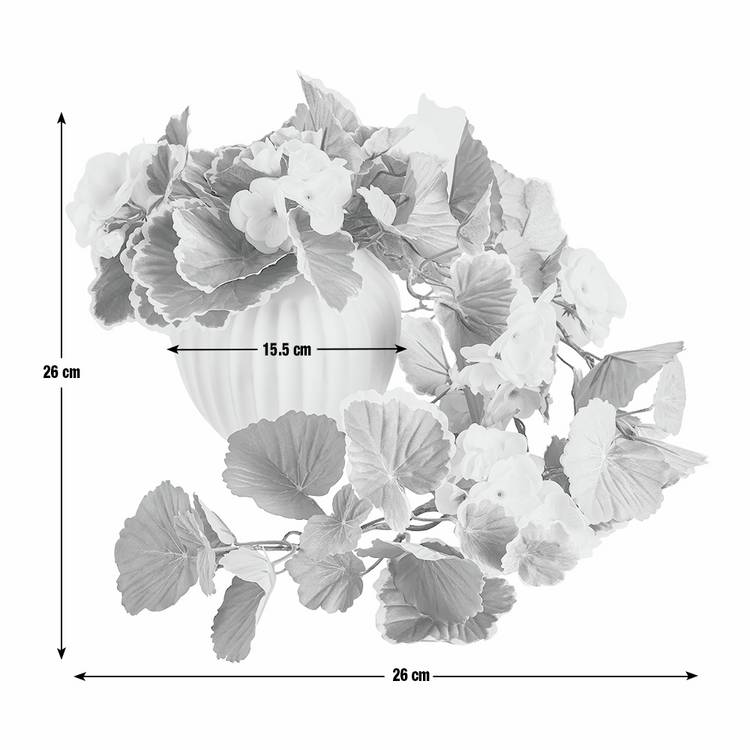 Artificial white trailing flowers ceramic pot 26cm - British product