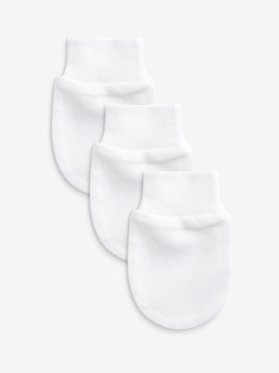 Next White 100% Cotton Baby Scratch Mitts 3 Pack- Buy online at McGrocer